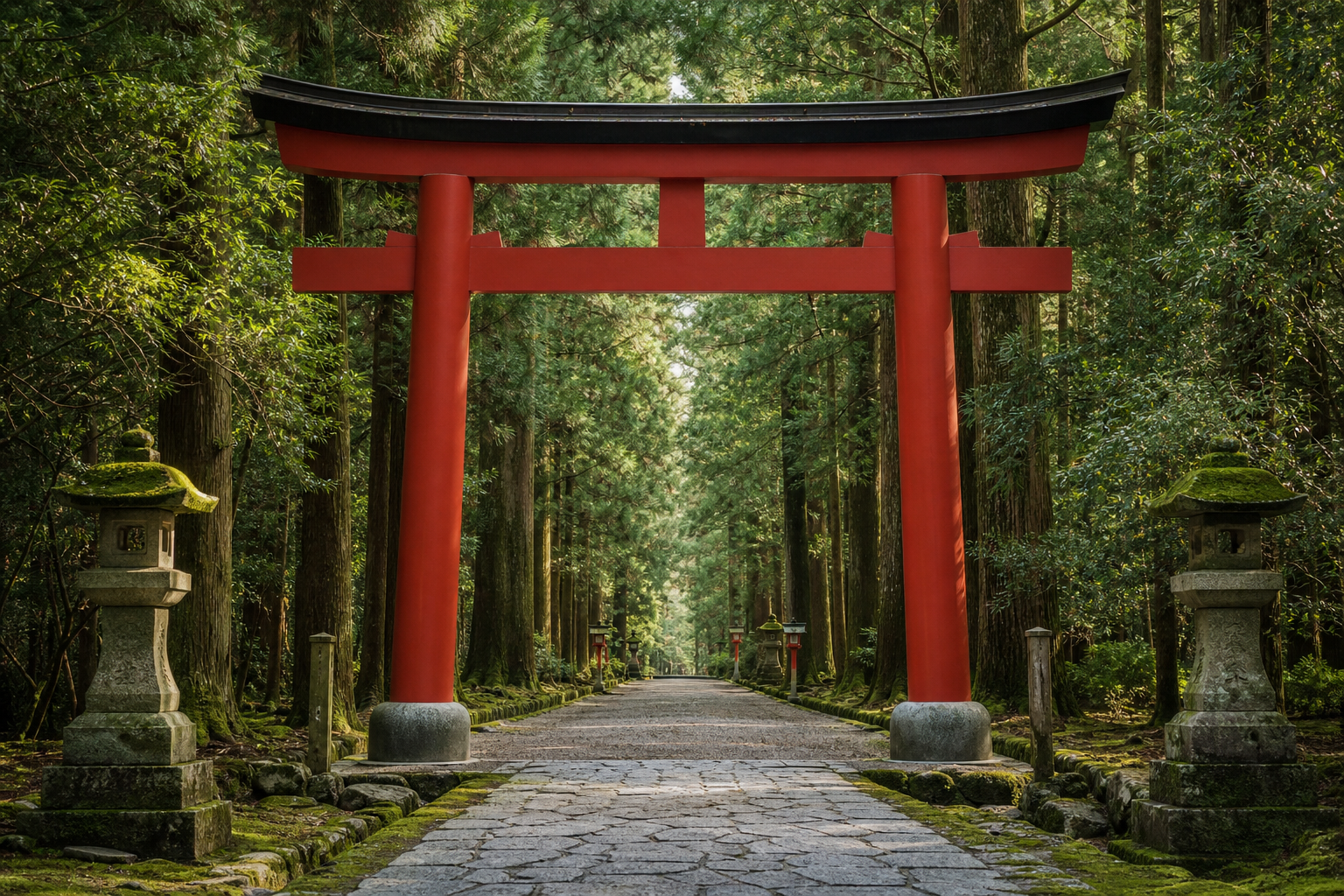 朱の鳥居と参道
